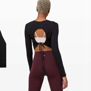 Lululemon LA Open Back-Tie Long Sleeve Black size 8 Medium EUC